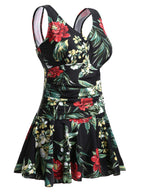 Plus Size Floral Shaping One Piece Swim Dress