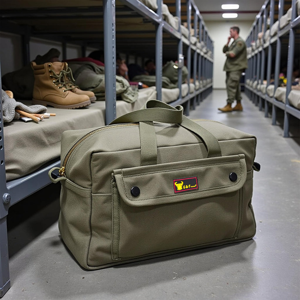 Waxed Canvas Military Duffle Bag, Olive Green