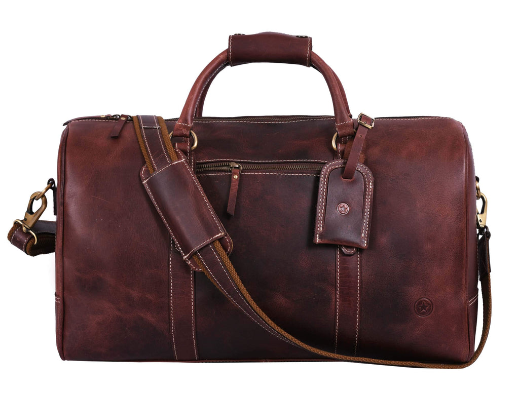 Leather Travel Duffel Bag for Men & Women