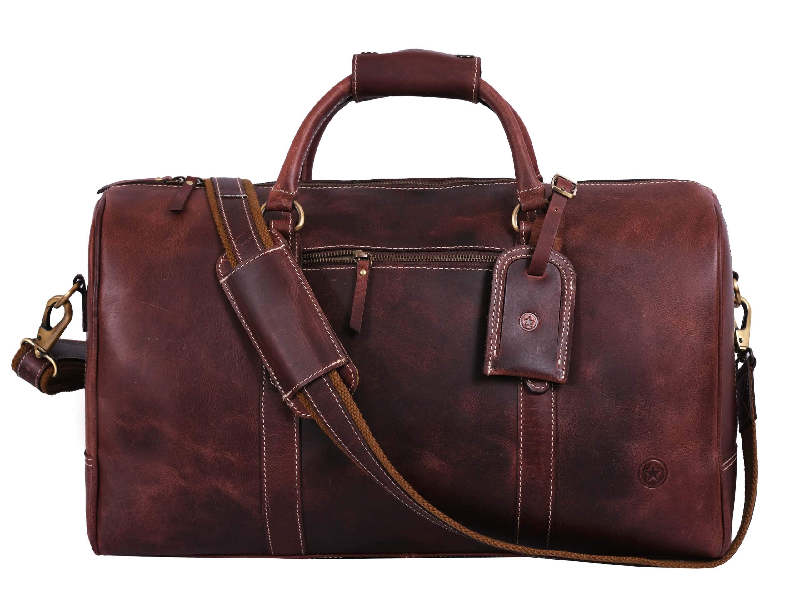 Leather Travel Duffel Bag for Men & Women