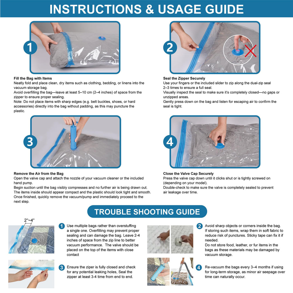 CozyVac Travel Bags with Pump - 6 Pack Space Savers -  by Handbags Specialist Headquarter | Available at Handbags Specialist Headquarter