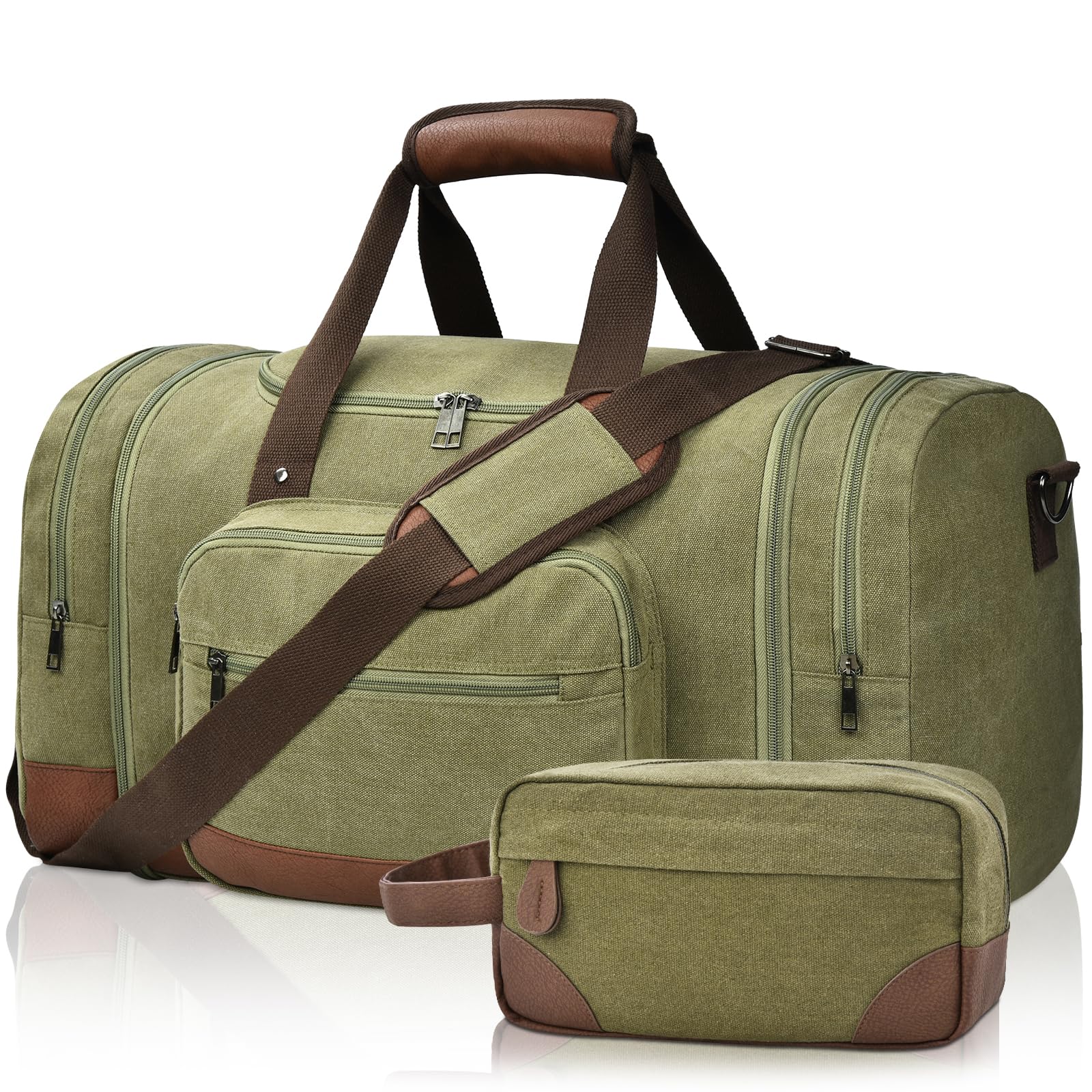 50L/60L Canvas Duffel - Multi-Pocket Travel Bag