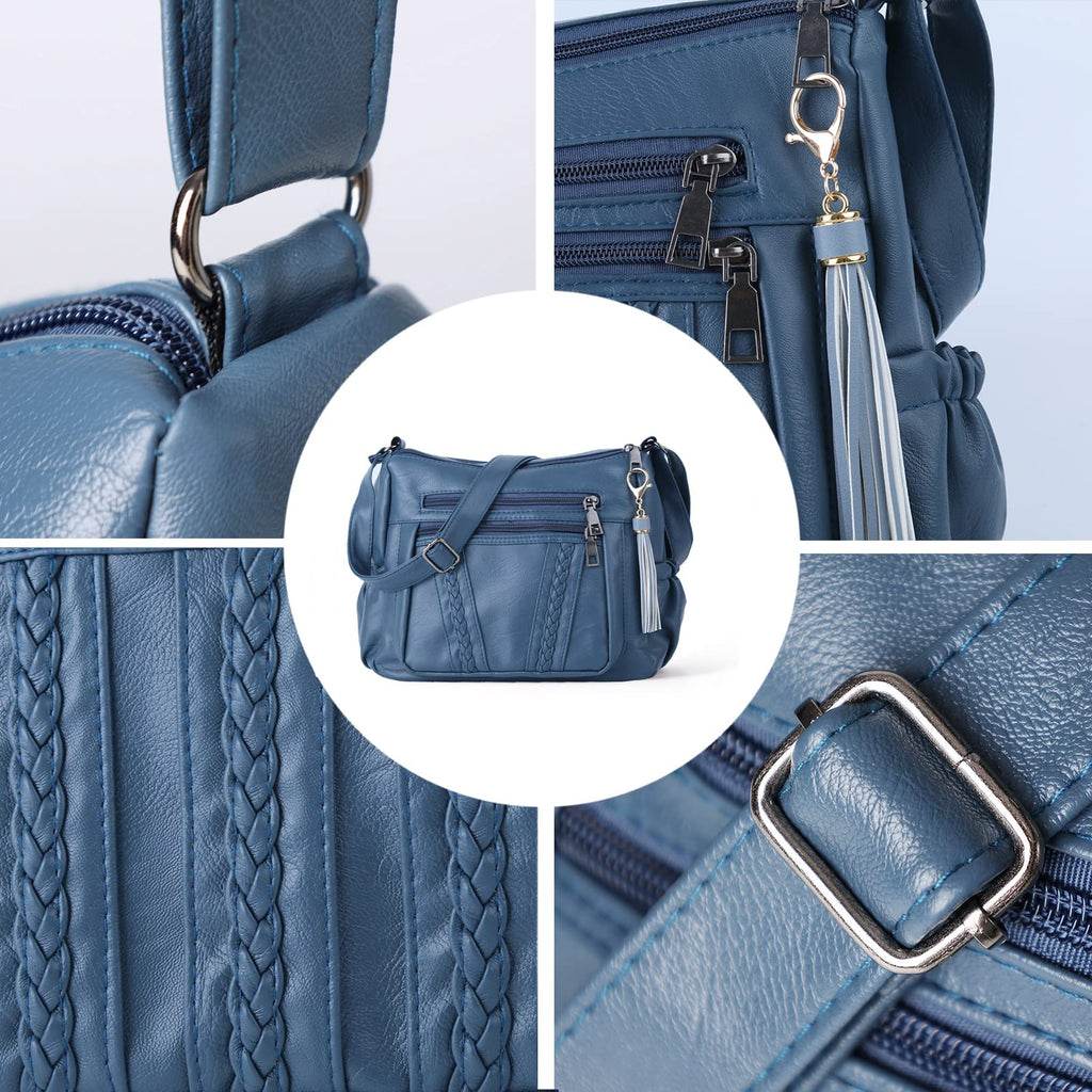 ELDA Chic Crossbody: Soft PU Leather Multi-Pocket Bag - Handbags by Handbags Specialist Headquarter | Available at Handbags Specialist Headquarter