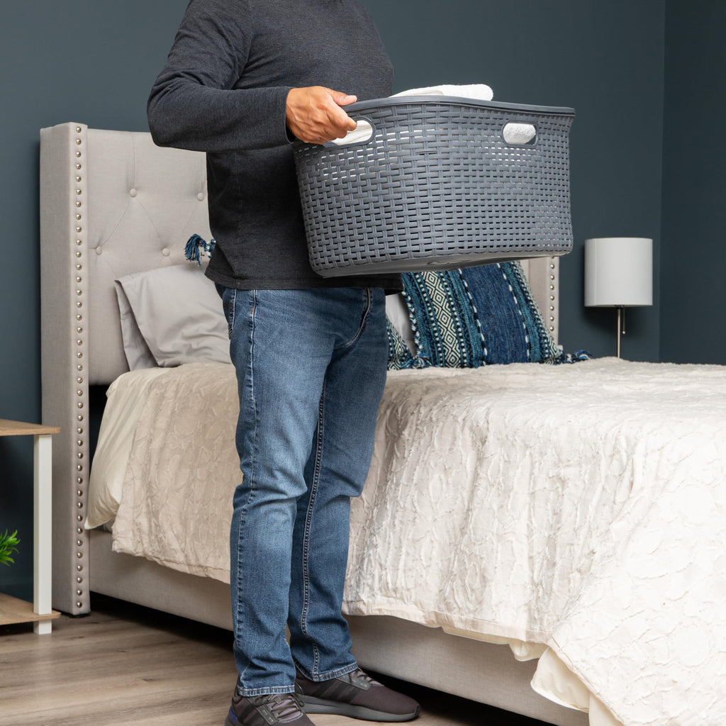 Ivory Wicker Mind Reader 40L Laundry Basket - Laundry Baskets by Handbags Specialist Headquarter | Available at Handbags Specialist Headquarter