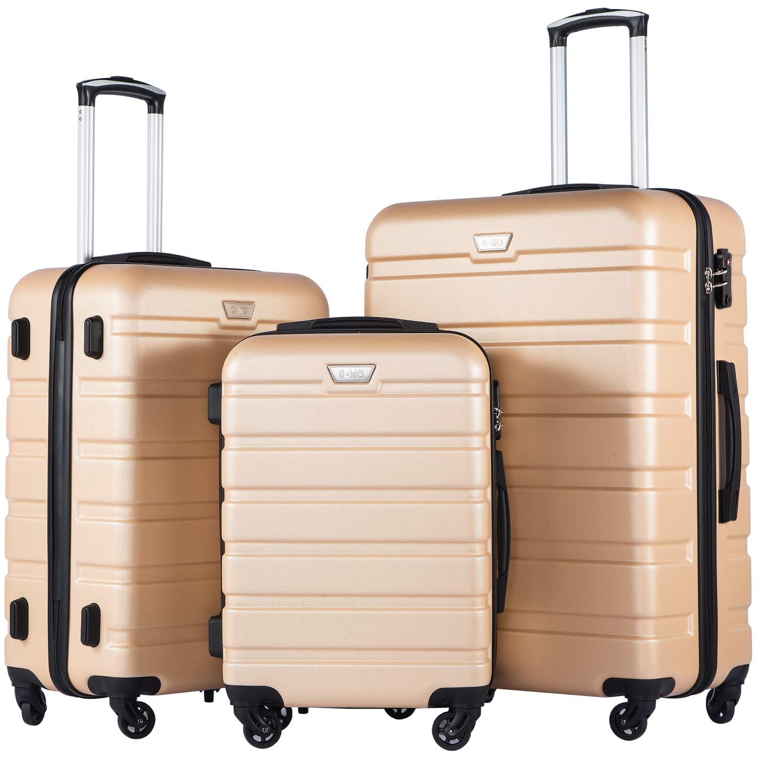Coolife 3-Piece Hardshell Luggage Set - Navy