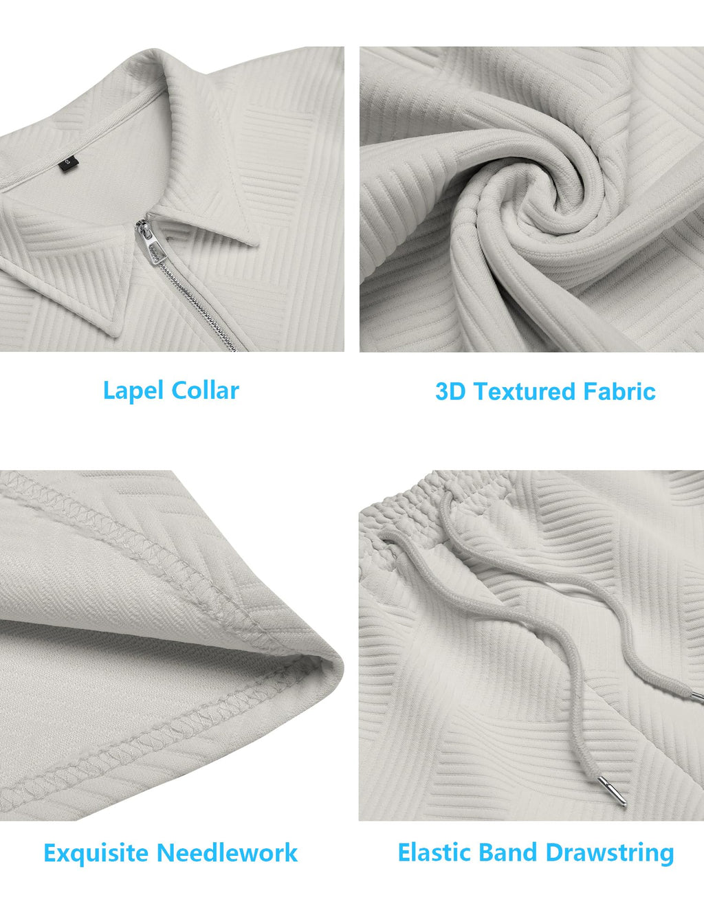 URRU Men's 2-Piece 3D Textured Polo & Shorts Set