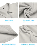 URRU Men's 2-Piece 3D Textured Polo & Shorts Set