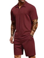 COOFANDY Men's 2 Piece Polo Shirt & Shorts Set