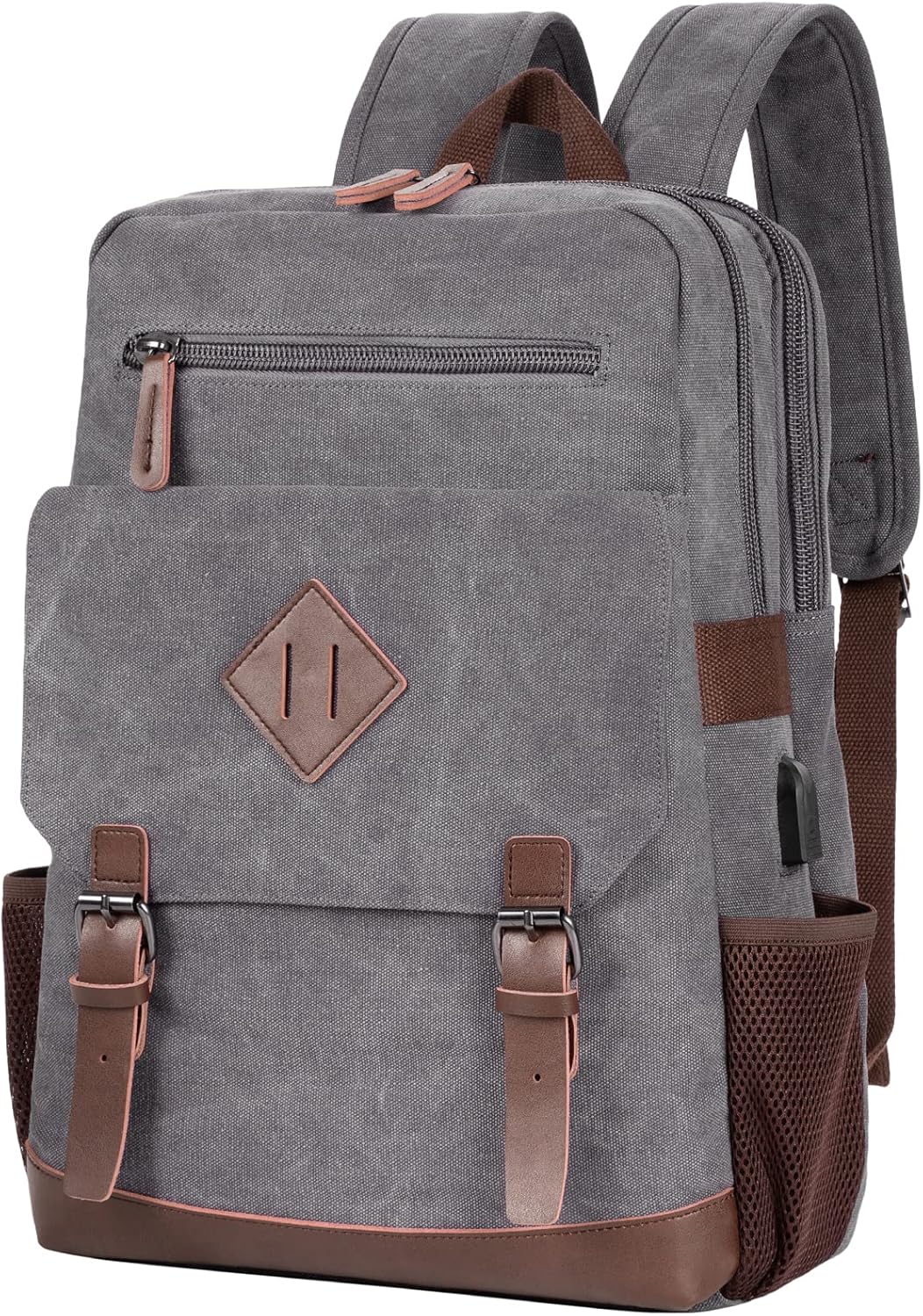 Vintage Canvas Laptop Backpack with USB Port - PhoenixBucketTitleBTF by Handbags Specialist Headquarter | Available at Handbags Specialist Headquarter