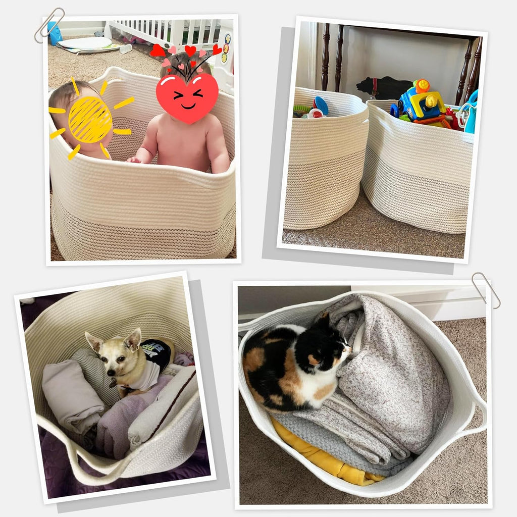 INDRESSME XL Woven Cotton Rope Basket - Black Stitch - PhoenixBucketTitleBTF by Handbags Specialist Headquarter | Available at Handbags Specialist Headquarter