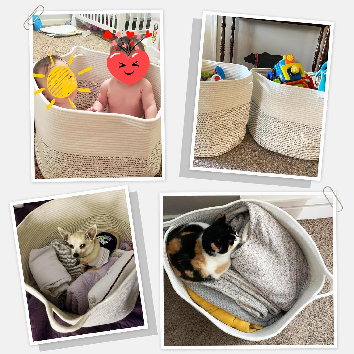 INDRESSME XL Woven Cotton Rope Basket - Black Stitch - PhoenixBucketTitleBTF by Handbags Specialist Headquarter | Available at Handbags Specialist Headquarter