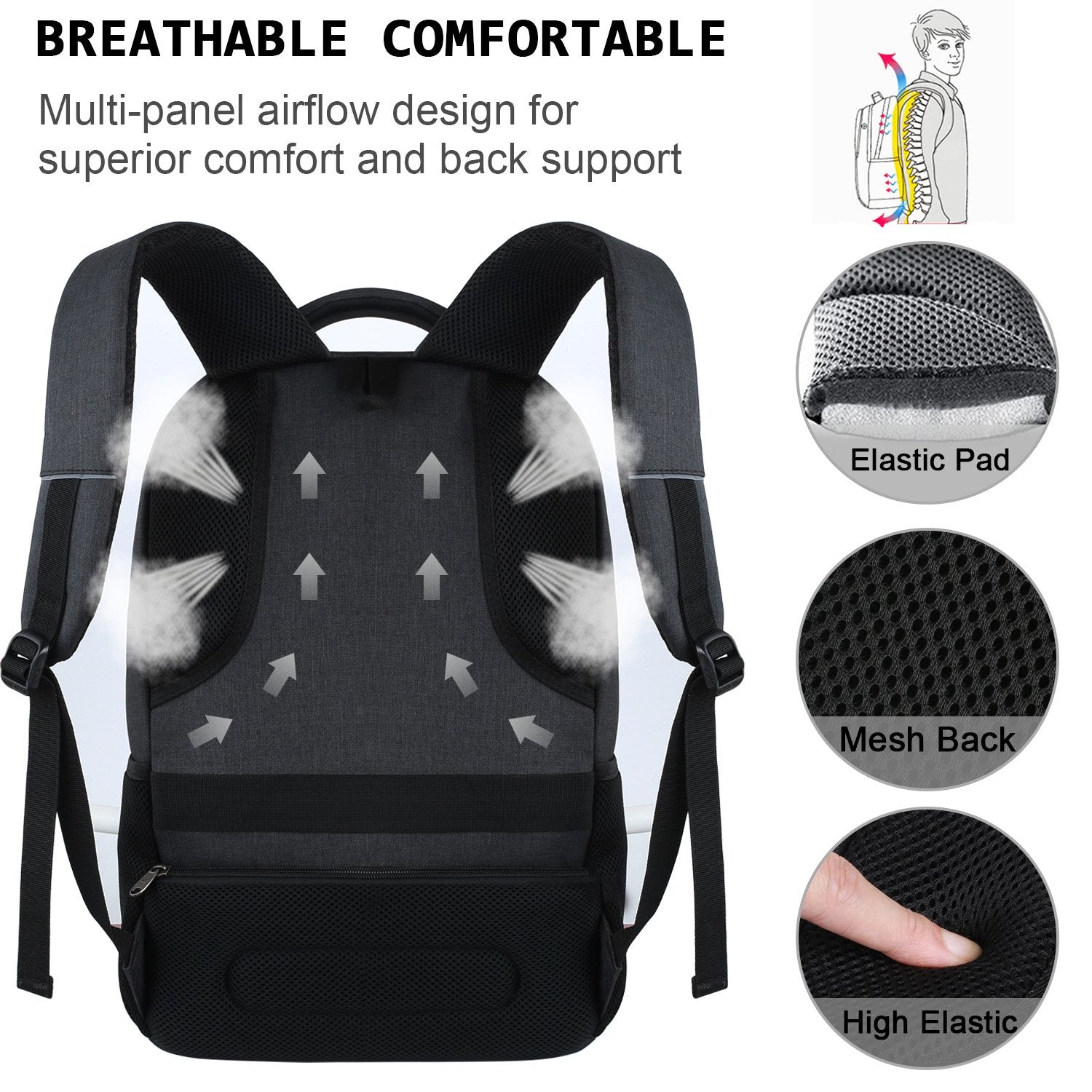 Volher Anti-Theft USB Laptop Backpack - Rose Red