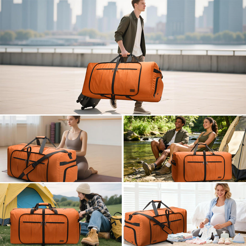 120L Foldable Waterproof Travel Duffel Bag with Shoe Compartment