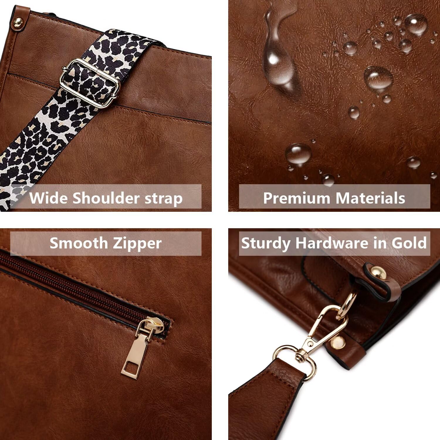 AUYOCO Chic Vegan Leather Crossbody Bag with Strap -  by Handbags Specialist Headquarter | Available at Handbags Specialist Headquarter