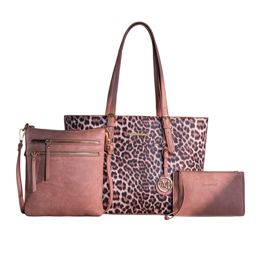 Leopard Luxe: Montana West 3pc Tote & Satchel Set