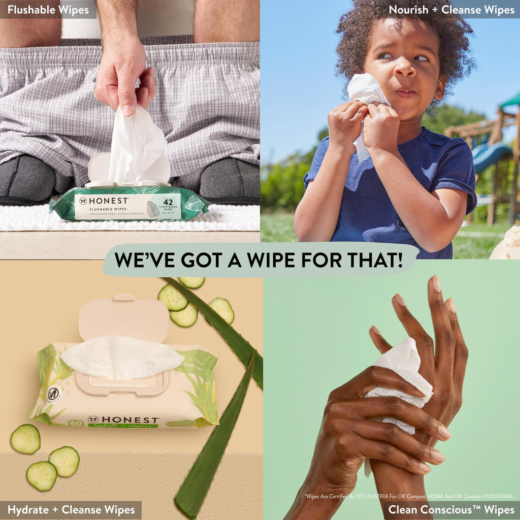 The Honest Company Hypoallergenic Multi-Use Baby Wipes for Sensitive Baby Skin, Pattern Play, 10 Count