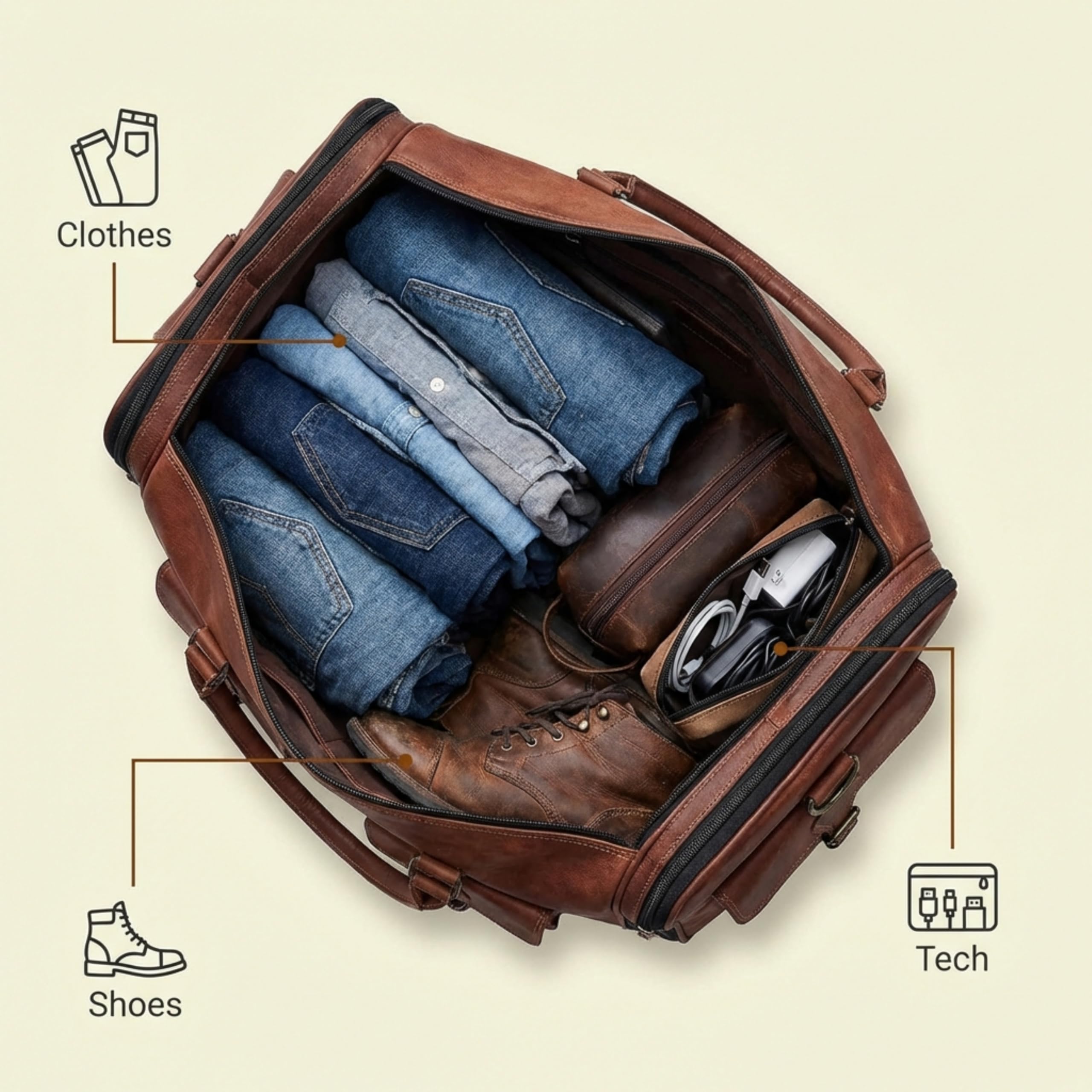Vintage Leather 32 Handmade Travel Duffle Bag