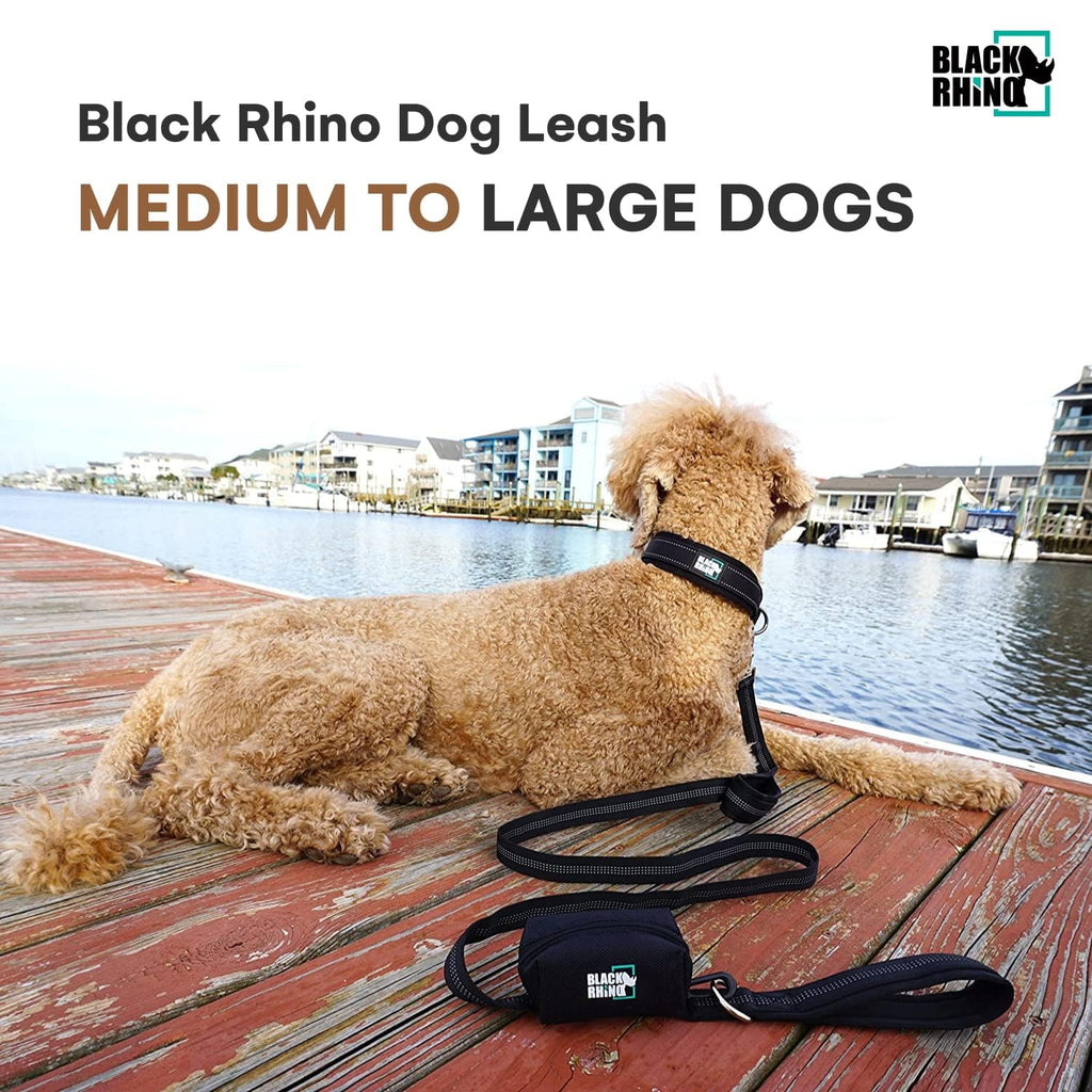 RhinoGrip Aqua: Double Handle Reflective Dog Leash -  by Handbags Specialist Headquarter | Available at Handbags Specialist Headquarter