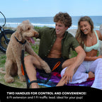 RhinoGrip Aqua: Double Handle Reflective Dog Leash -  by Handbags Specialist Headquarter | Available at Handbags Specialist Headquarter