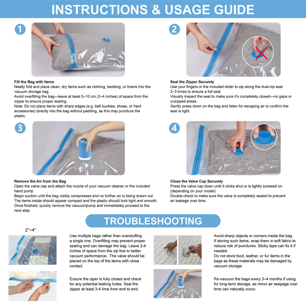 CozyVac Travel Bags with Pump - 6 Pack Space Savers -  by Handbags Specialist Headquarter | Available at Handbags Specialist Headquarter