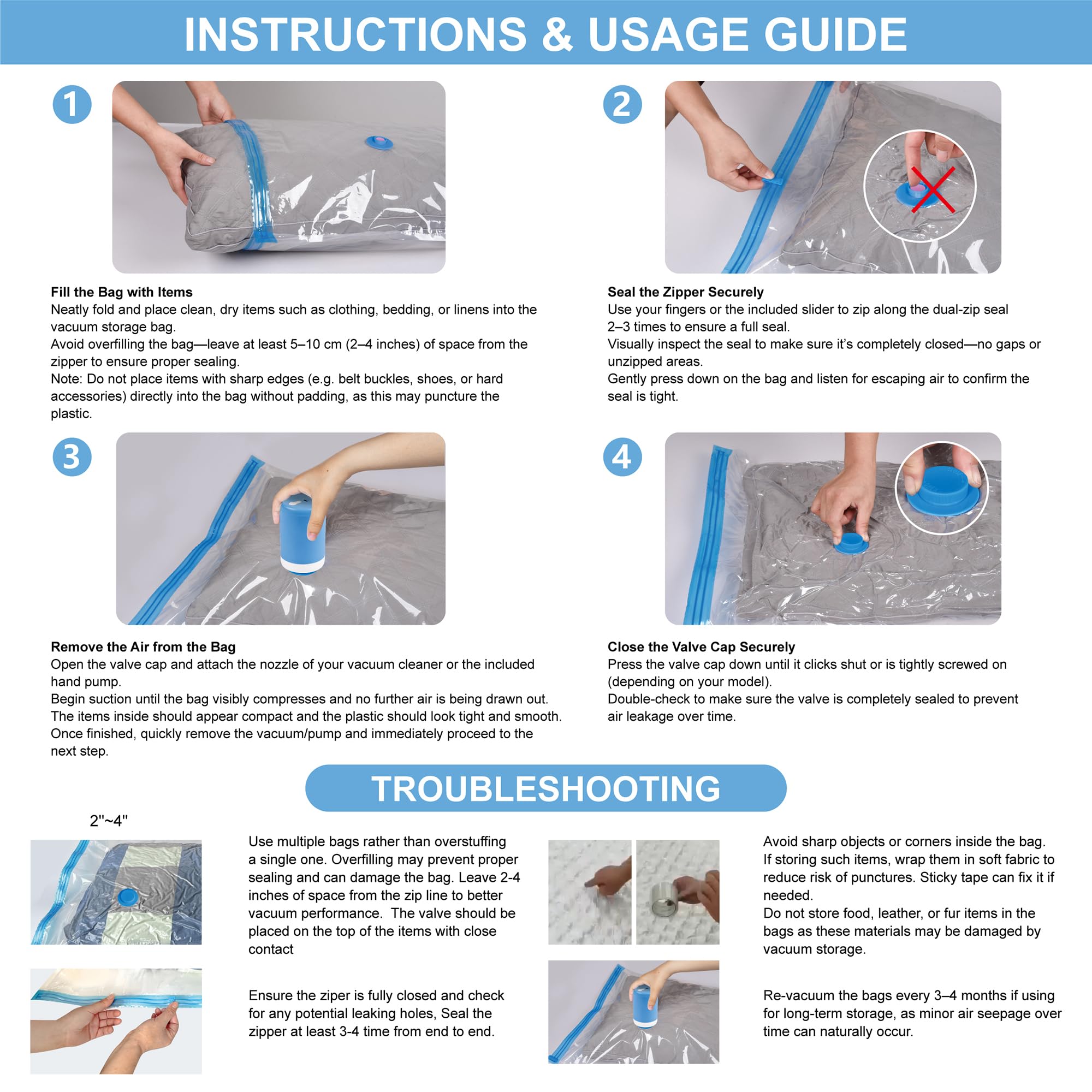 CozyVac Travel Bags with Pump - 6 Pack Space Savers -  by Handbags Specialist Headquarter | Available at Handbags Specialist Headquarter