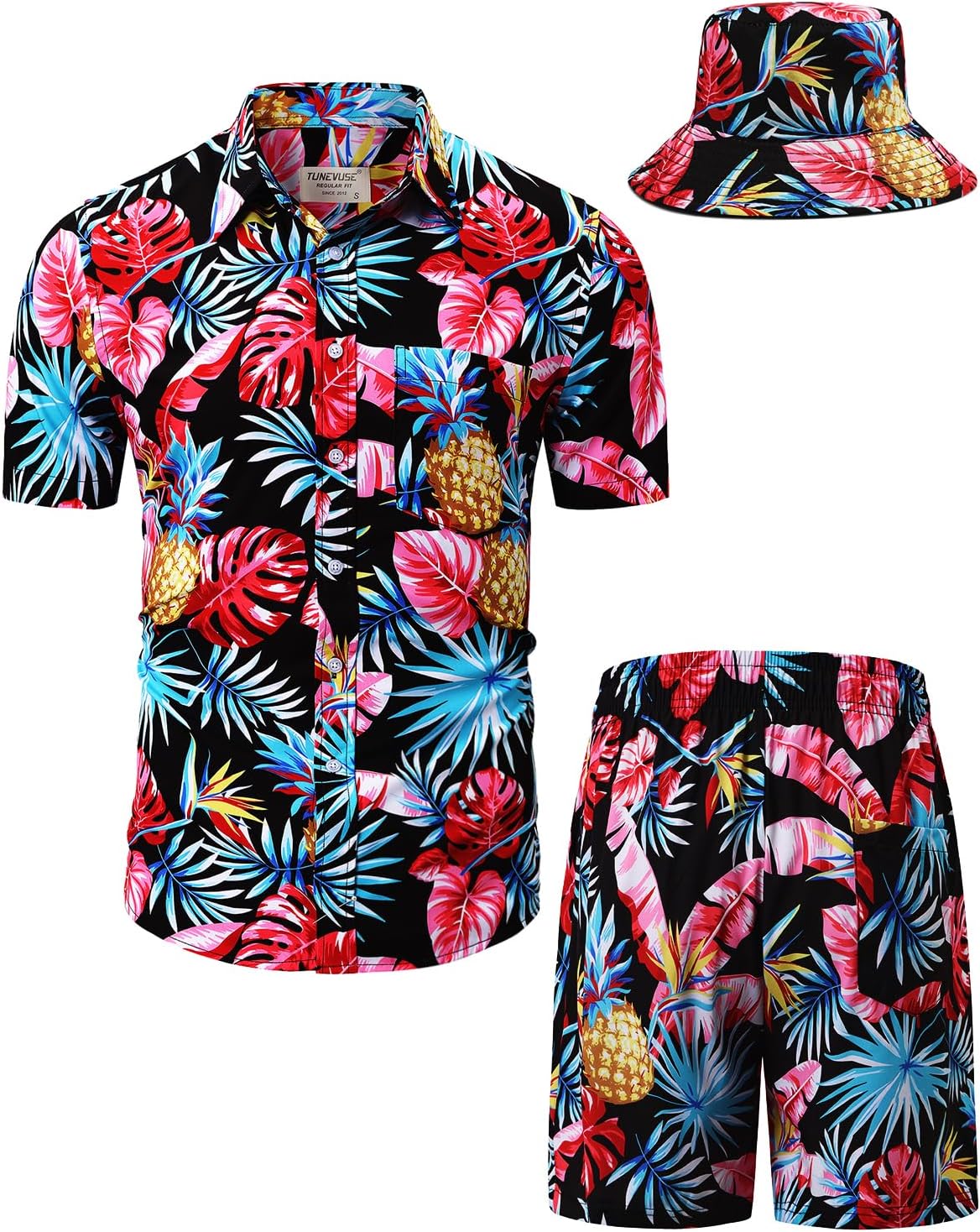TUNEVUSE Men's Hawaiian Shirt & Shorts Set