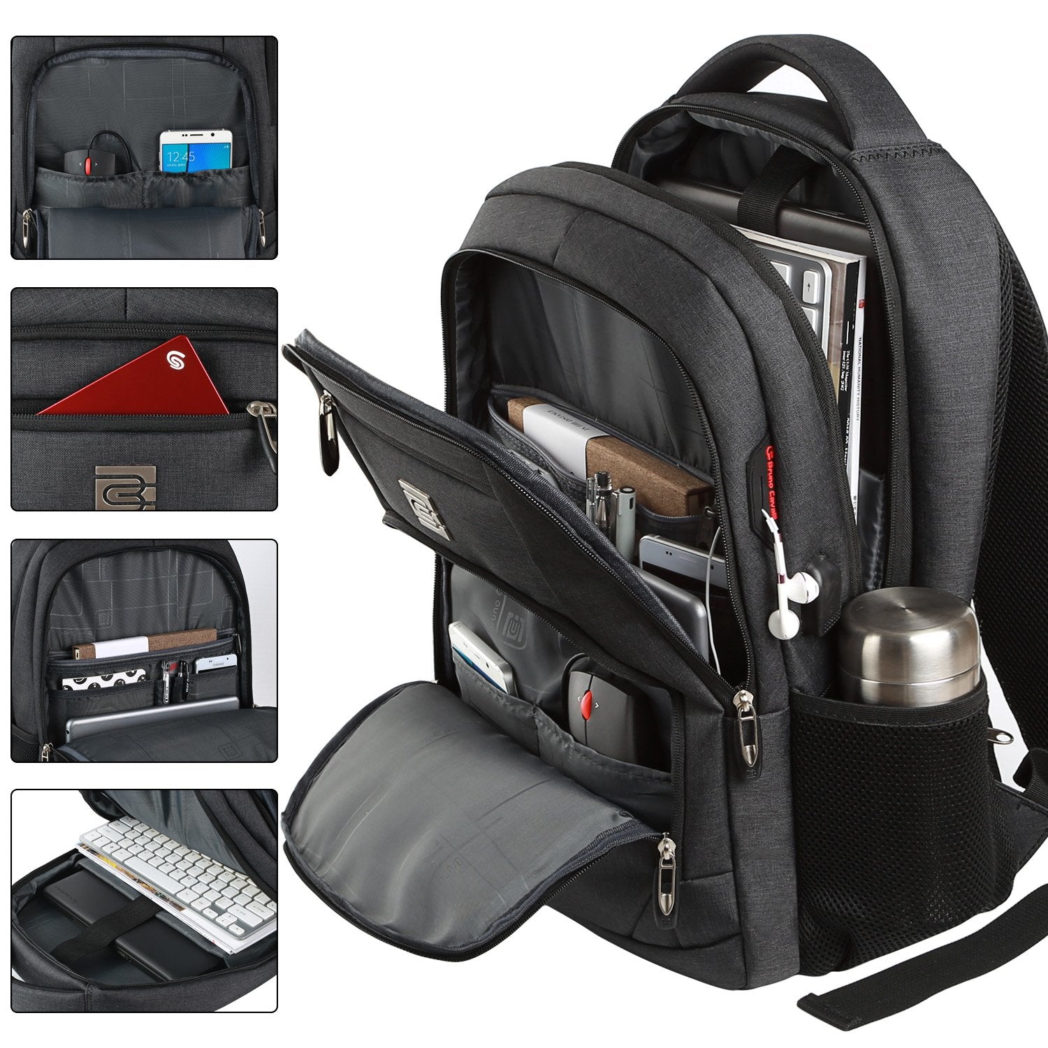 Volher Anti-Theft USB Laptop Backpack - Rose Red