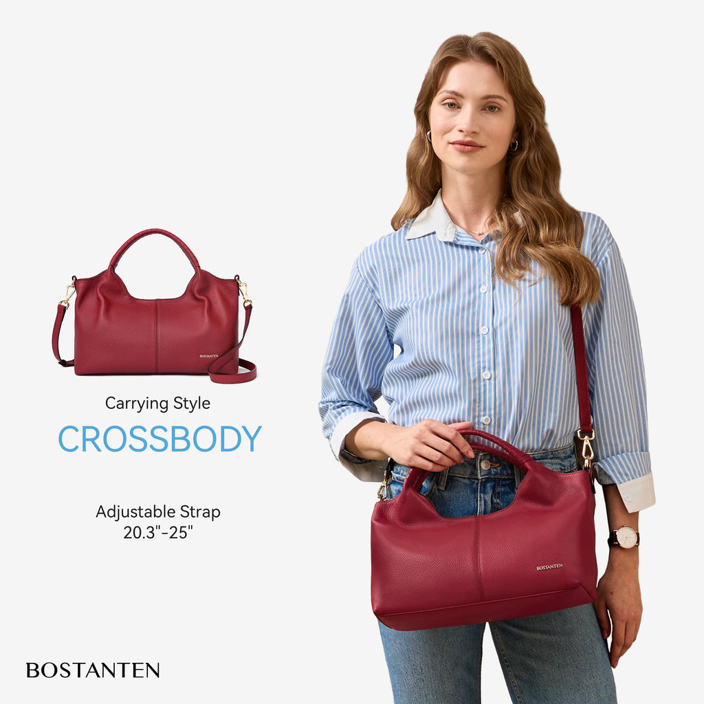 BOSTANTEN Leather Satchel Crossbody Handbag for Women