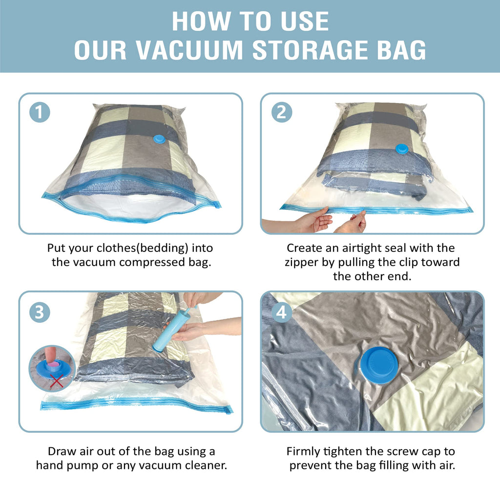 CozyVac Travel Bags with Pump - 6 Pack Space Savers -  by Handbags Specialist Headquarter | Available at Handbags Specialist Headquarter