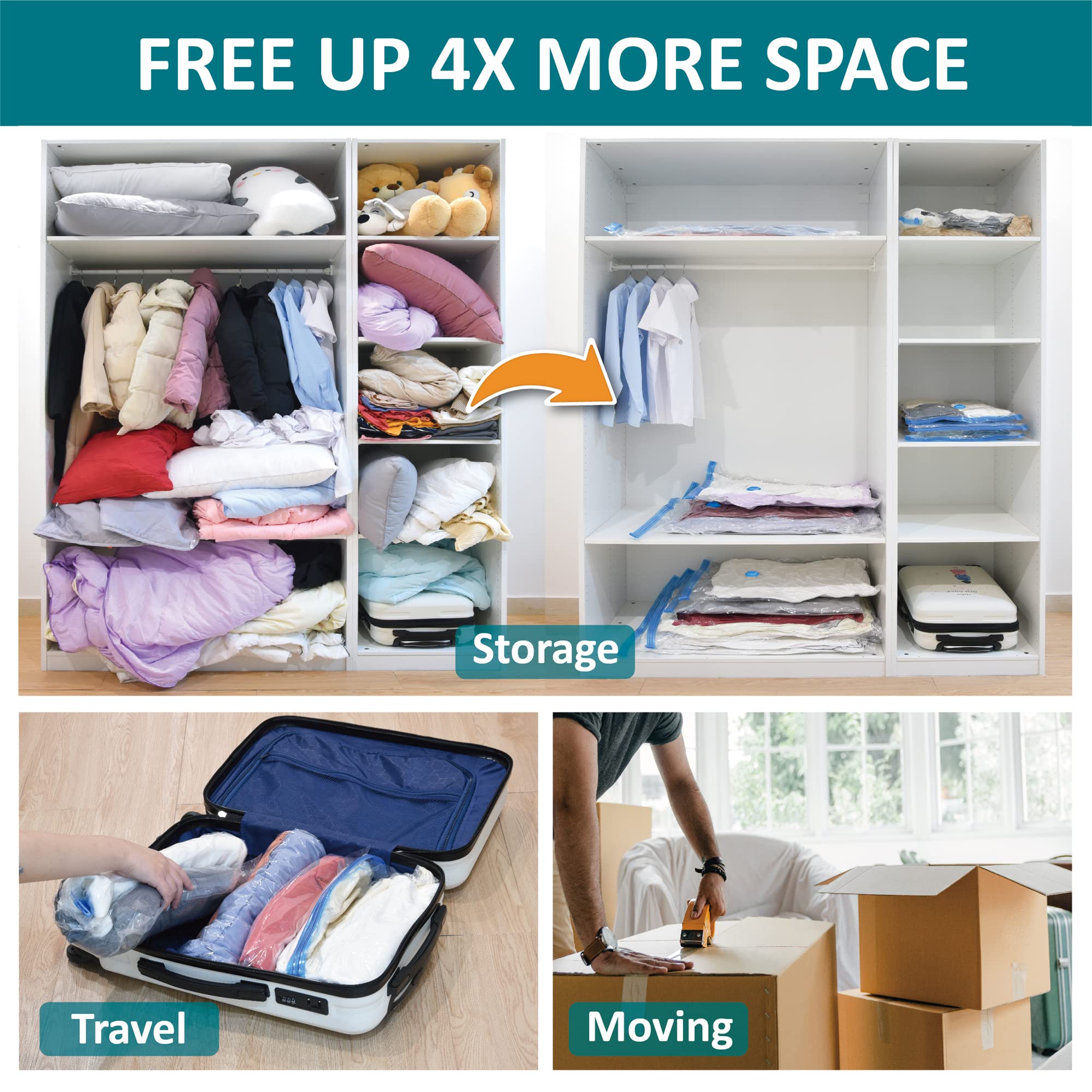 CozyVac Travel Bags with Pump - 6 Pack Space Savers -  by Handbags Specialist Headquarter | Available at Handbags Specialist Headquarter