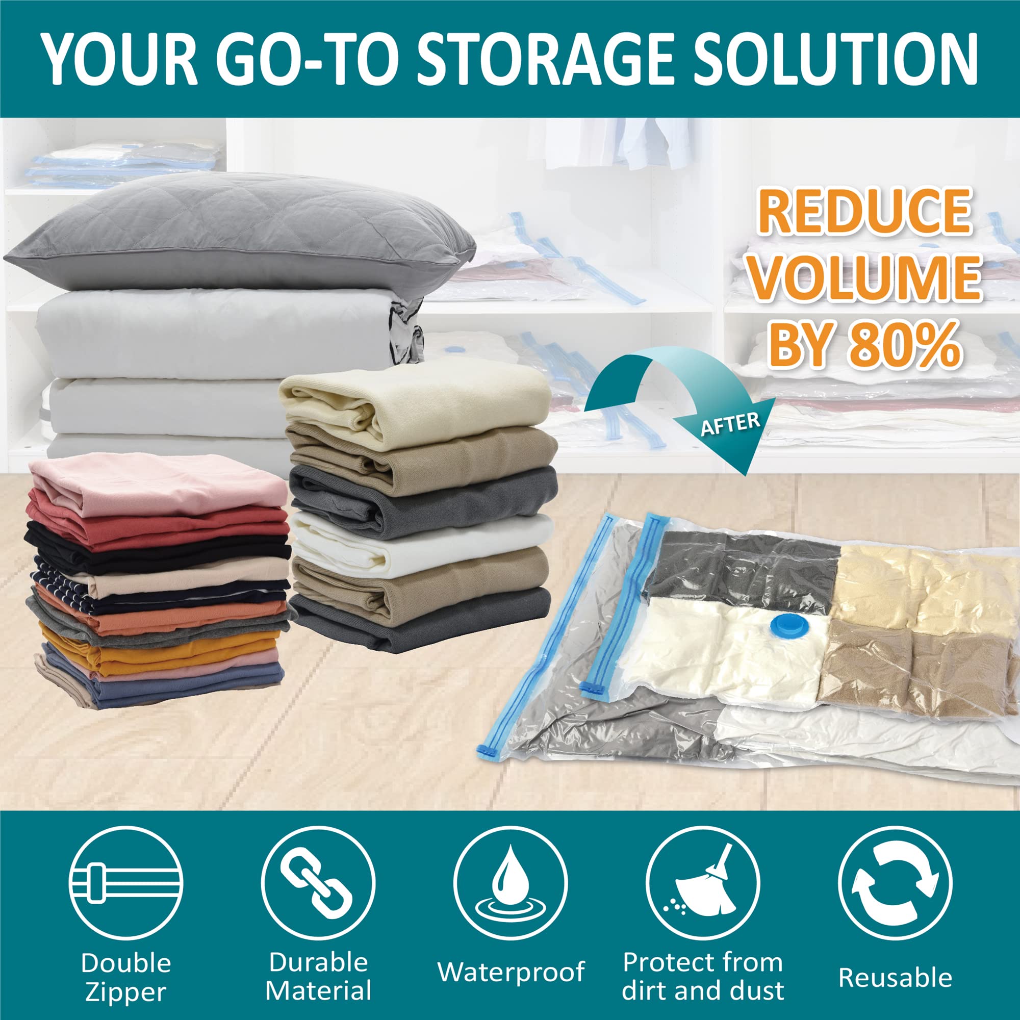 CozyVac Travel Bags with Pump - 6 Pack Space Savers -  by Handbags Specialist Headquarter | Available at Handbags Specialist Headquarter