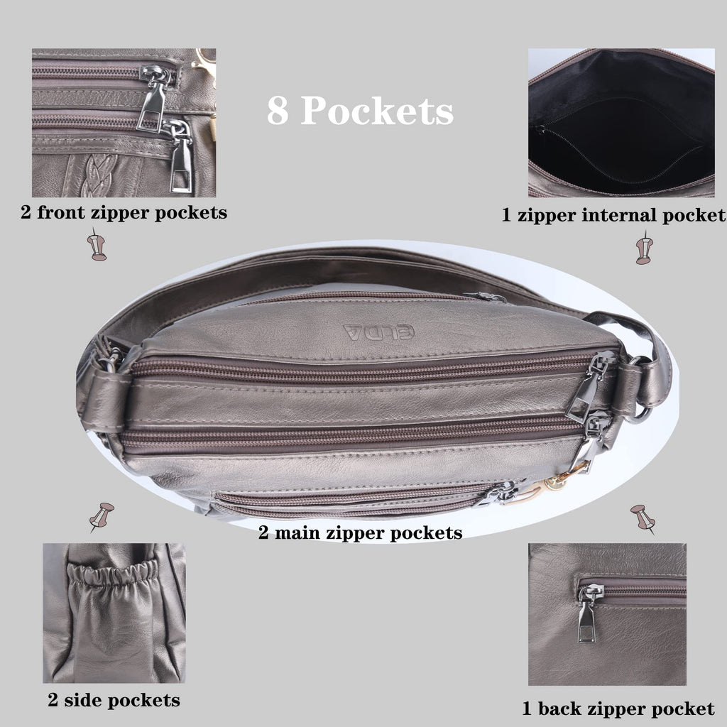 ELDA Chic Crossbody: Soft PU Leather Multi-Pocket Bag - Handbags by Handbags Specialist Headquarter | Available at Handbags Specialist Headquarter