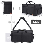 120L Foldable Waterproof Travel Duffel Bag with Shoe Compartment