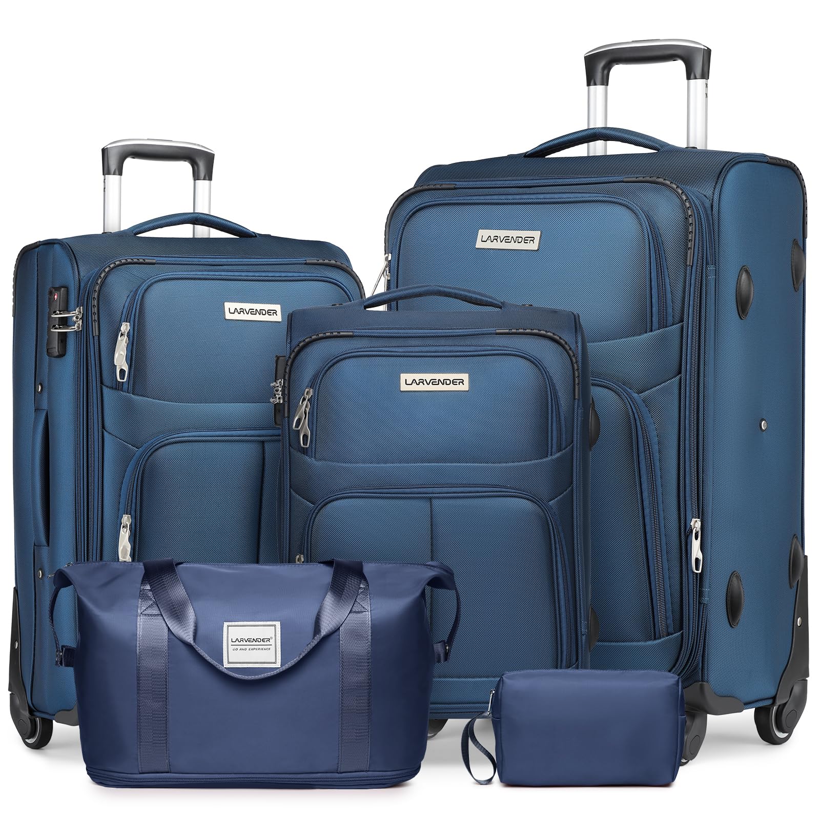 LARVENDER Expandable 5-Piece Spinner Luggage Set -  by Handbags Specialist Headquarter | Available at Handbags Specialist Headquarter
