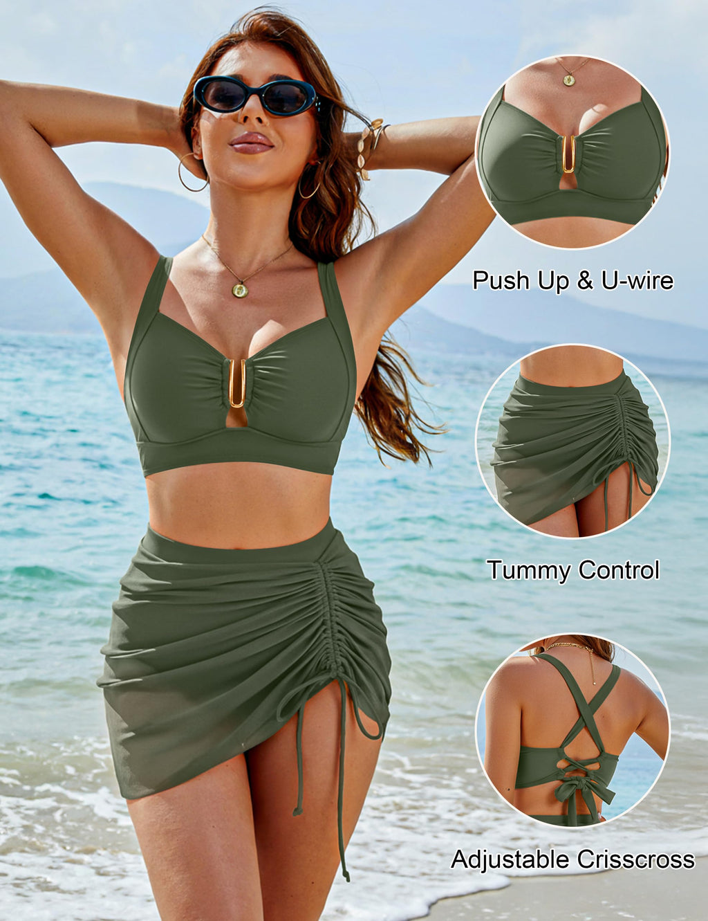 High Waisted U-Wire Bikini Set