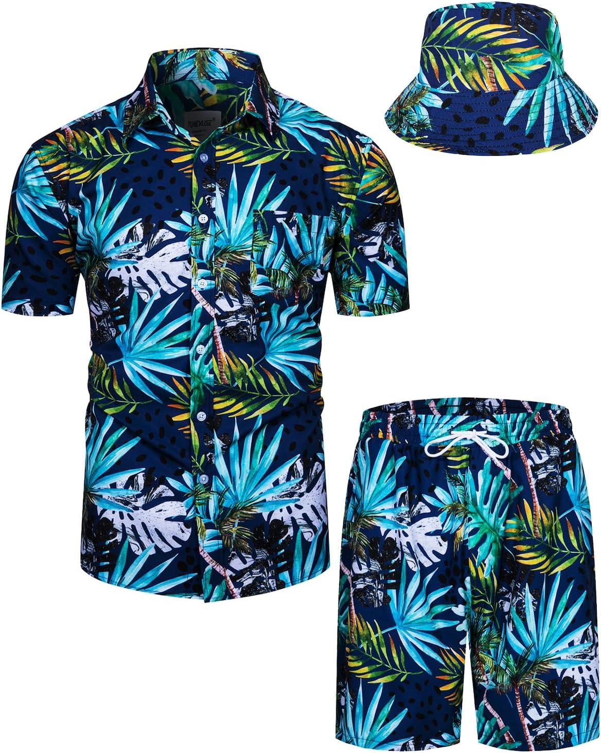 TUNEVUSE Men's Hawaiian Shirt & Shorts Set