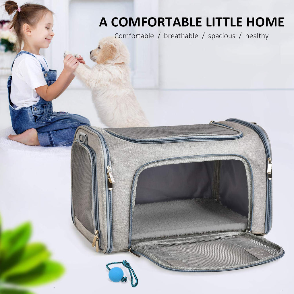 PawsVoyage: Grey TSA-Approved Pet Carrier (15lbs Max) -  by Handbags Specialist Headquarter | Available at Handbags Specialist Headquarter
