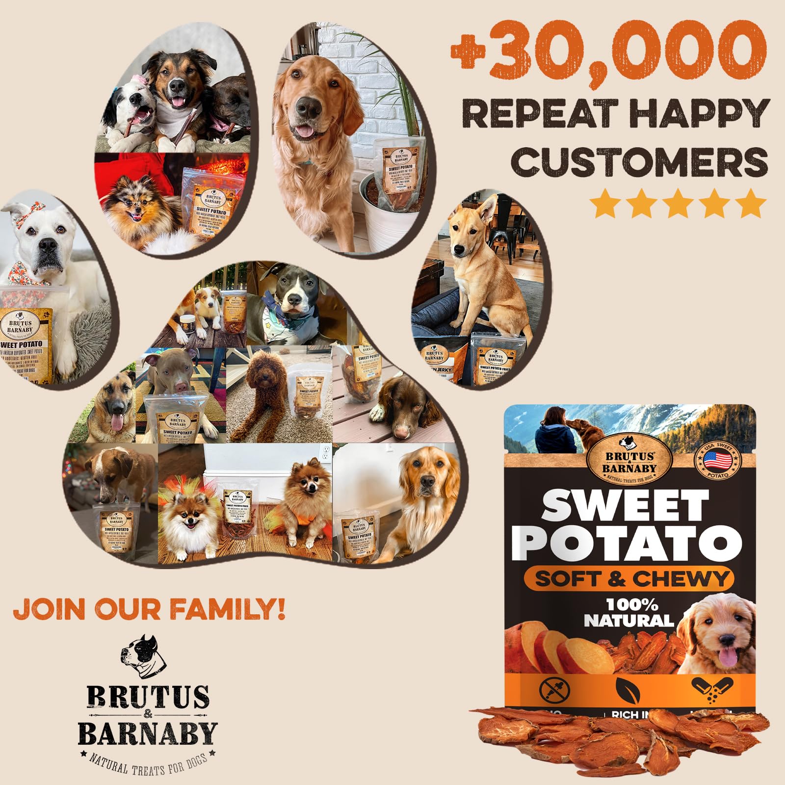 Brutus & Barnaby Sweet Potato Pup Delights - Pet Supplies by Handbags Specialist Headquarter | Available at Handbags Specialist Headquarter