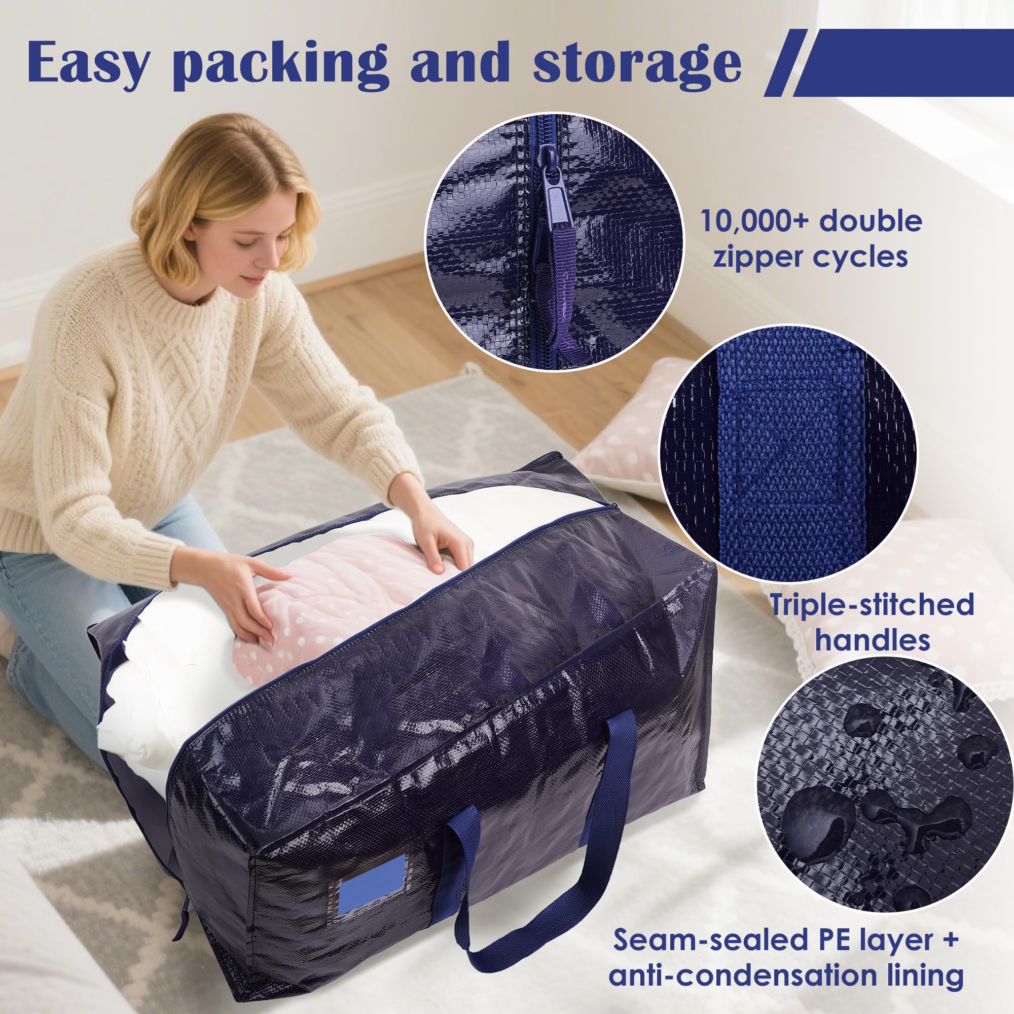 6 Pack XL Heavy Duty Moving Bags - Dark Blue