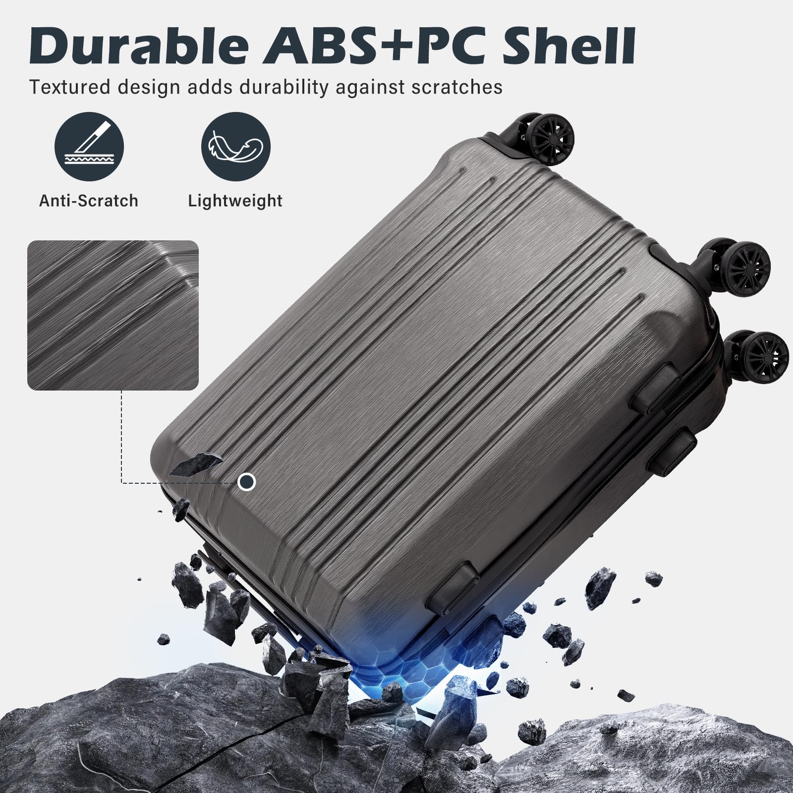 Coolife Expandable Spinner Luggage Set - 3 Piece - Luggage Travel Bags by Handbags Specialist Headquarter | Available at Handbags Specialist Headquarter