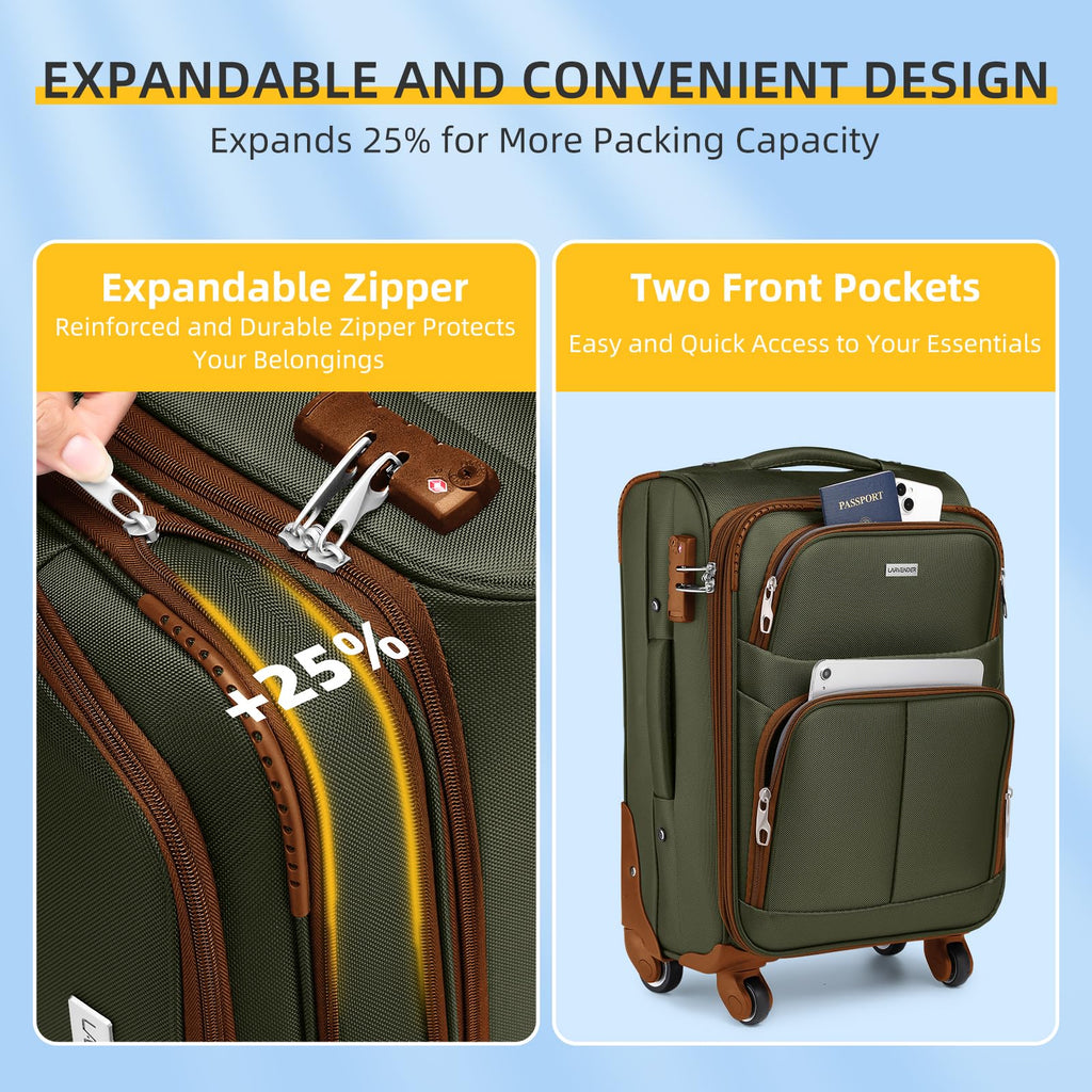 LARVENDER Expandable 5-Piece Spinner Luggage Set -  by Handbags Specialist Headquarter | Available at Handbags Specialist Headquarter