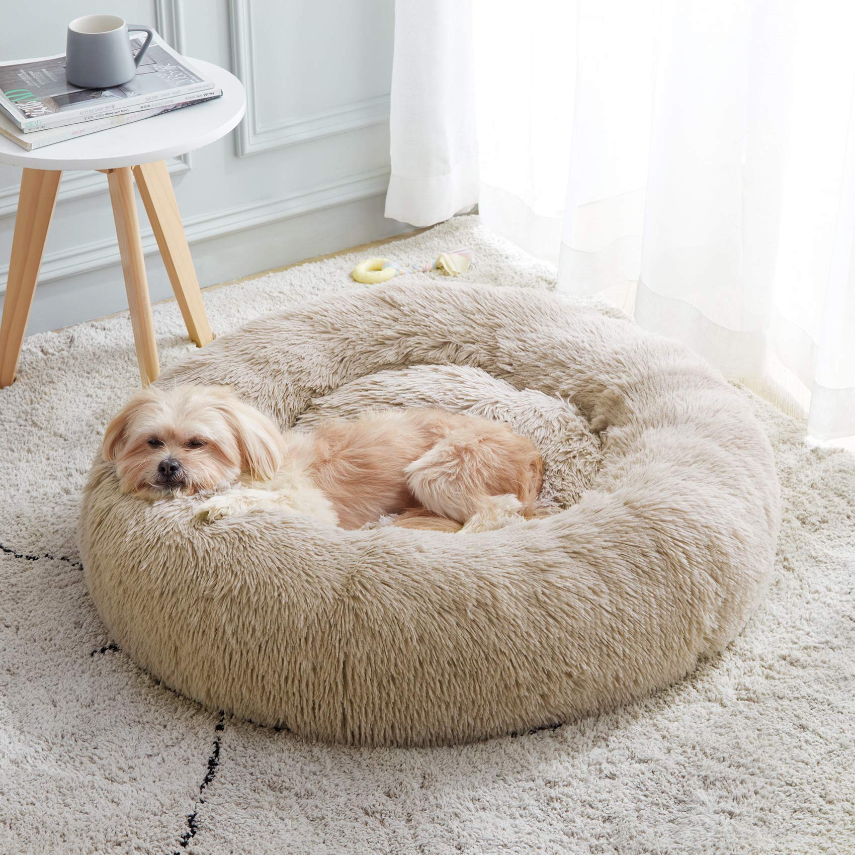 PawCozy Nest: Plush Anti-Anxiety Pet Bed, Light Grey -  by Handbags Specialist Headquarter | Available at Handbags Specialist Headquarter