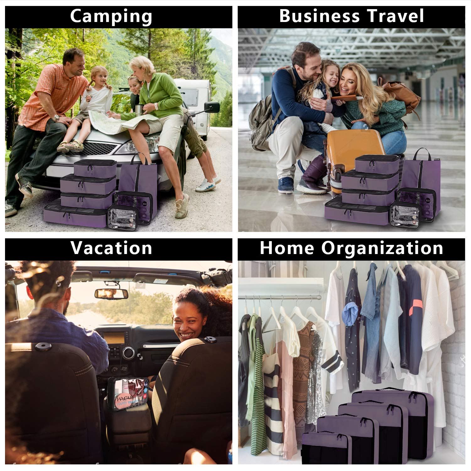 BAGAIL Travel Cubes: 8/9 Set Packing Organizers -  by Handbags Specialist Headquarter | Available at Handbags Specialist Headquarter