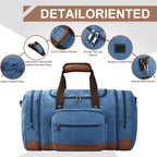 50L/60L Canvas Duffel - Multi-Pocket Travel Bag