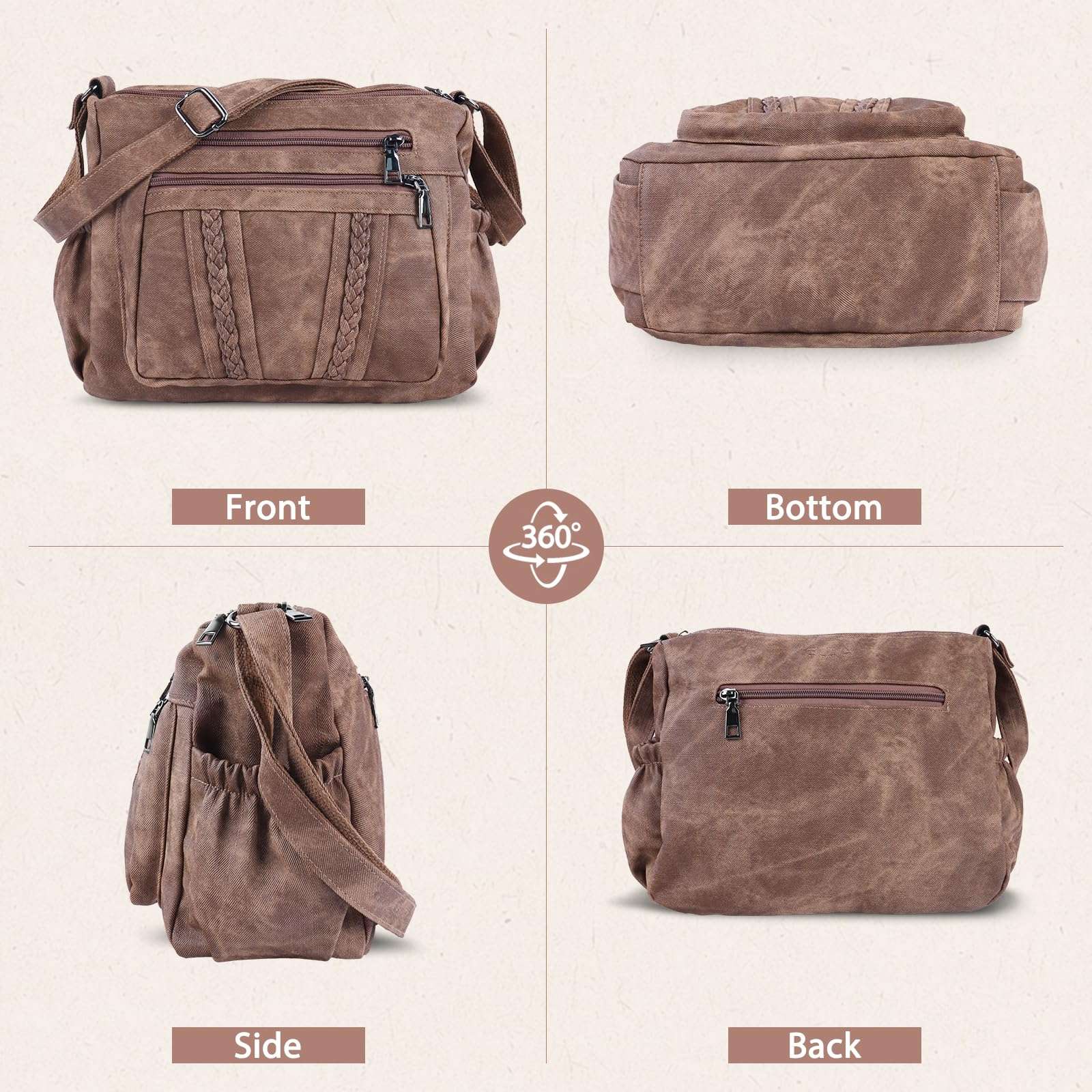 ELDA Chic Crossbody: Soft PU Leather Multi-Pocket Bag - Handbags by Handbags Specialist Headquarter | Available at Handbags Specialist Headquarter