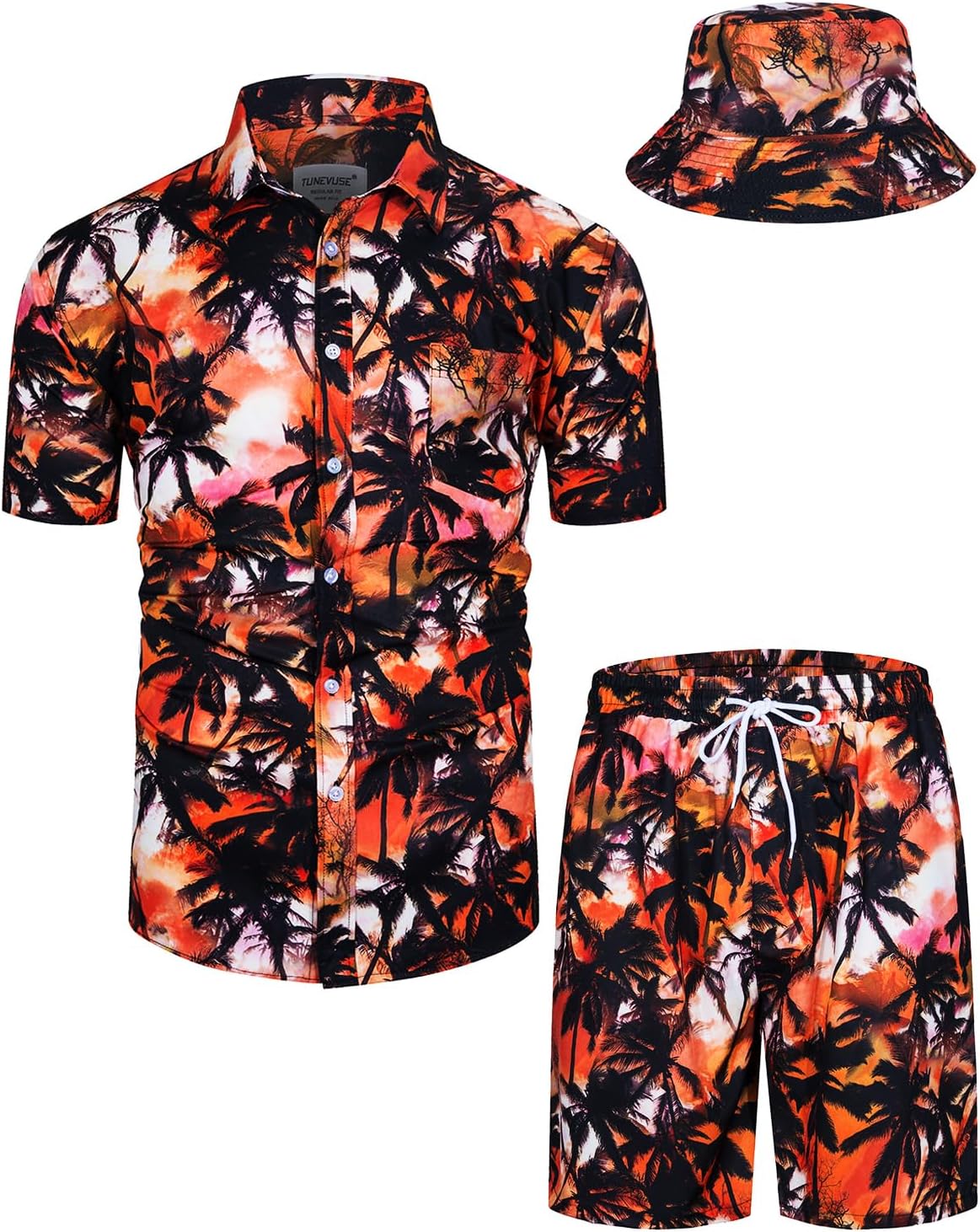 TUNEVUSE Men's Hawaiian Shirt & Shorts Set