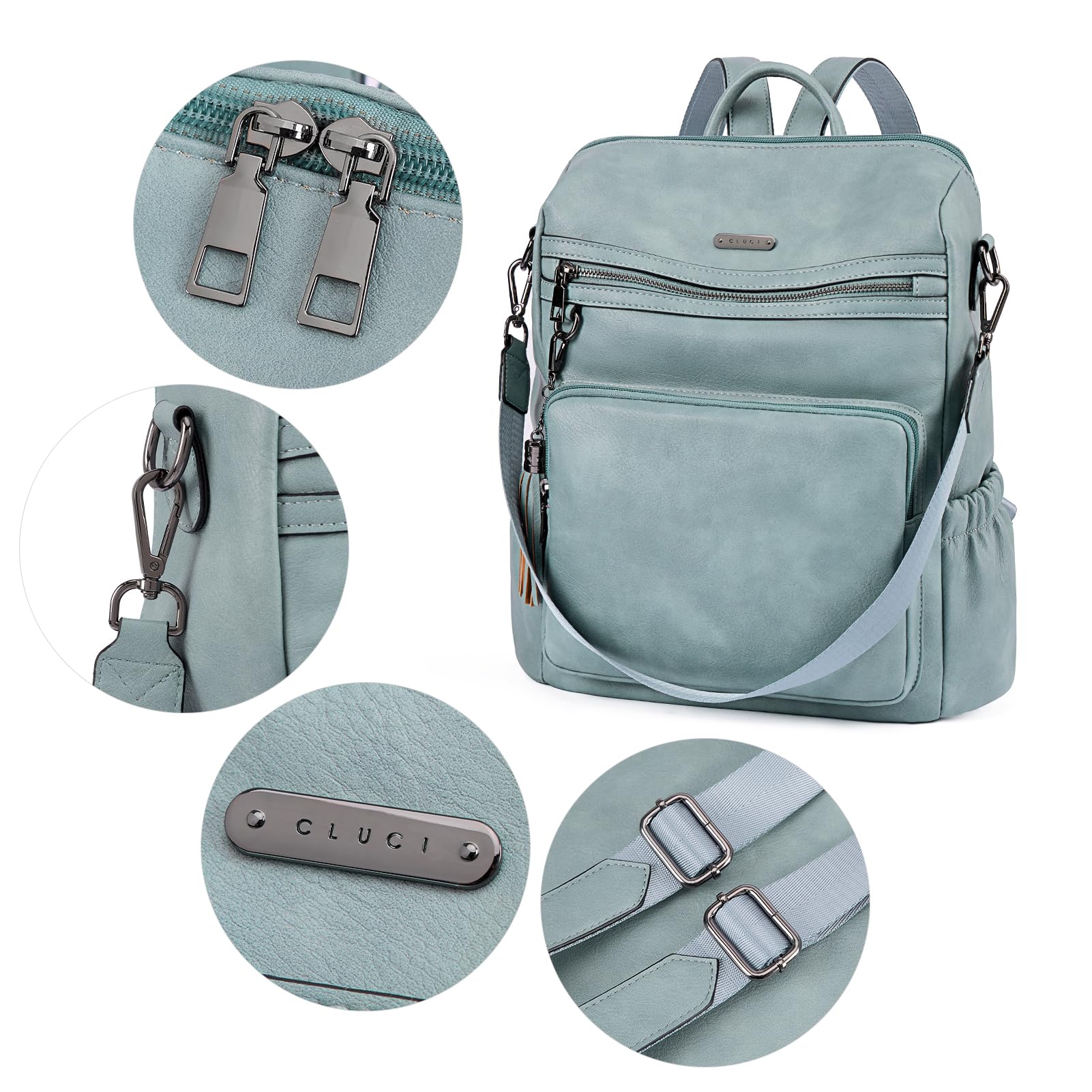 DUO-TONE Luxe Women's Leather Travel Backpack - Backpack Bags by Handbags Specialist Headquarter | Available at Handbags Specialist Headquarter