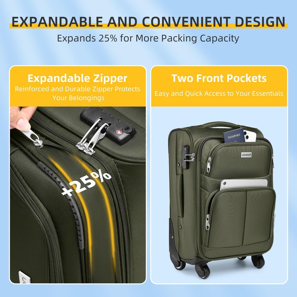 LARVENDER Expandable 5-Piece Spinner Luggage Set -  by Handbags Specialist Headquarter | Available at Handbags Specialist Headquarter