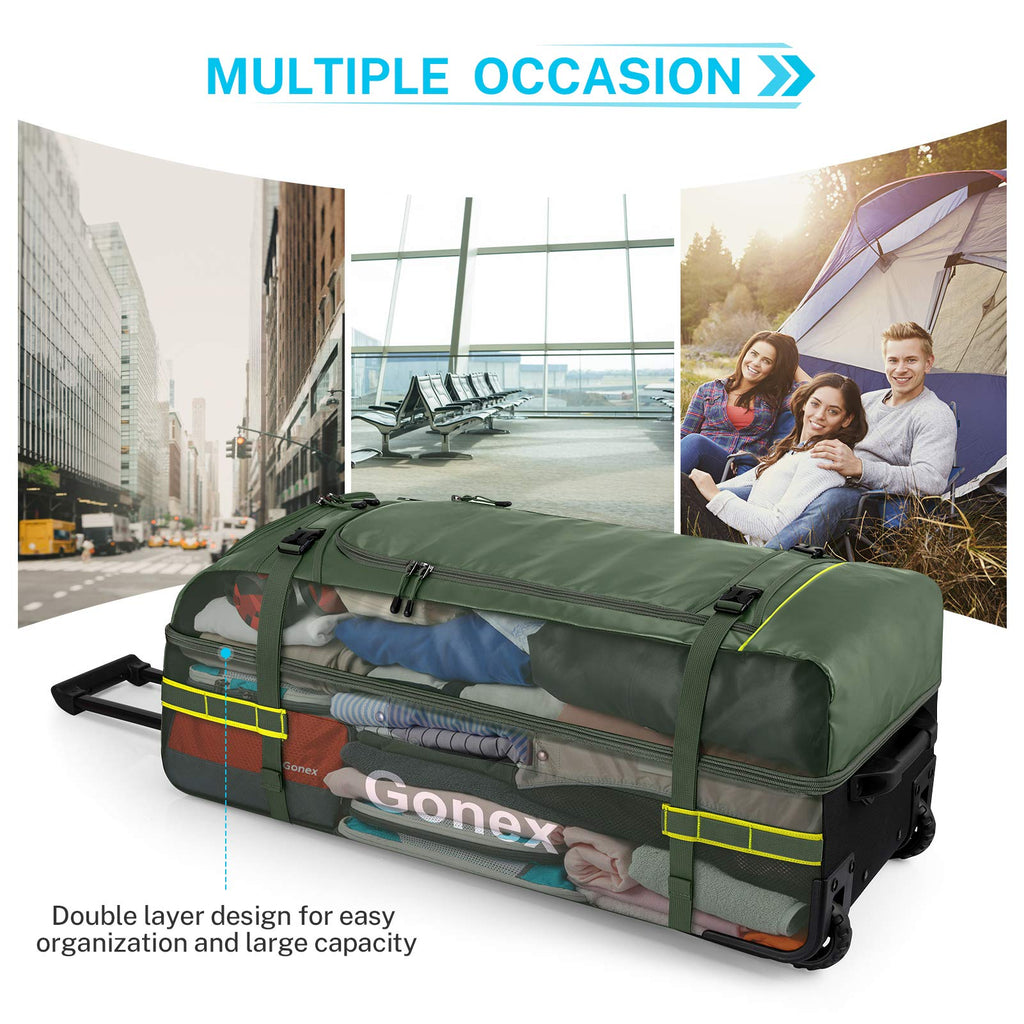Gonex 70L Wheeled Duffle - Olive Green Travel Bag -  by Handbags Specialist Headquarter | Available at Handbags Specialist Headquarter
