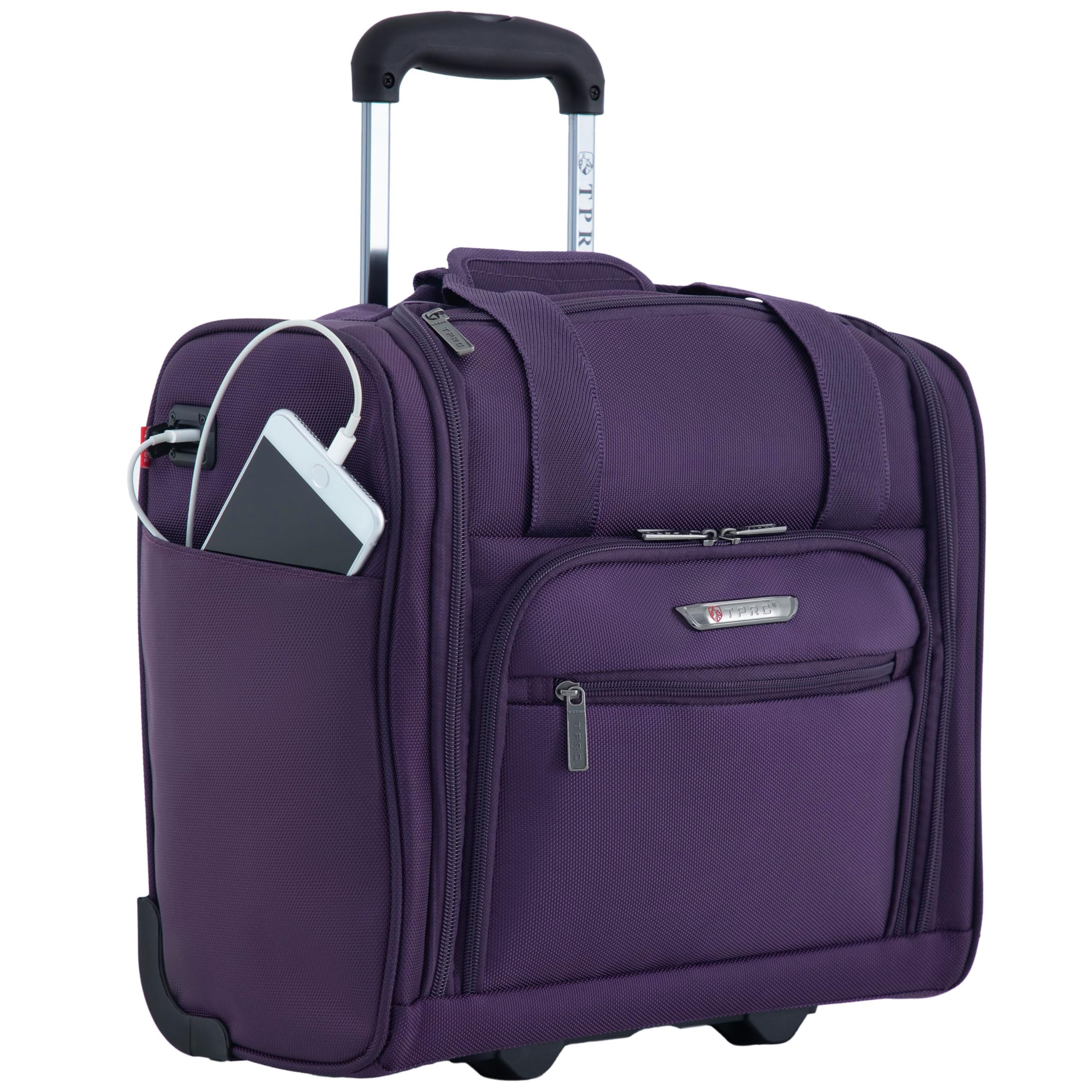 TPRC Smart Purple Underseat Carry-On with USB Port -  by Handbags Specialist Headquarter | Available at Handbags Specialist Headquarter